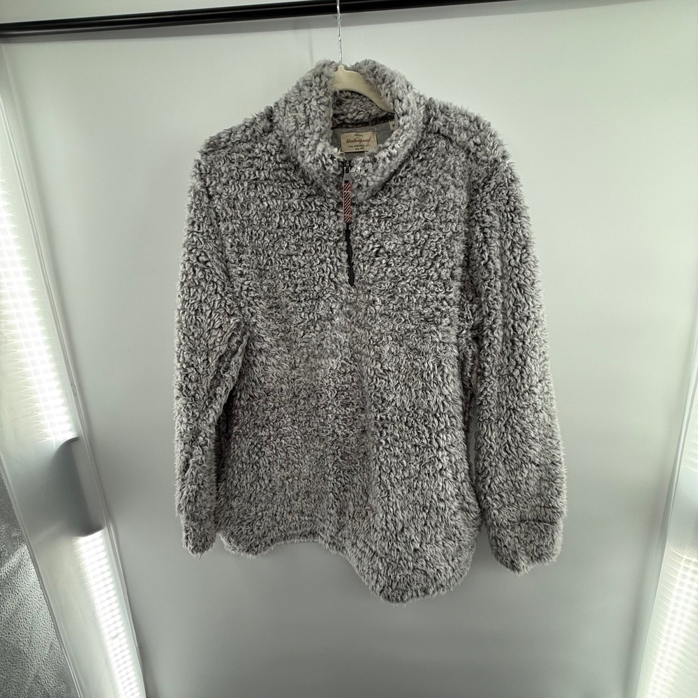 Weatherproof Vintage Gray Sherpa Fleece‎ Soft Fuzzy Quarter Zip Women's XL
